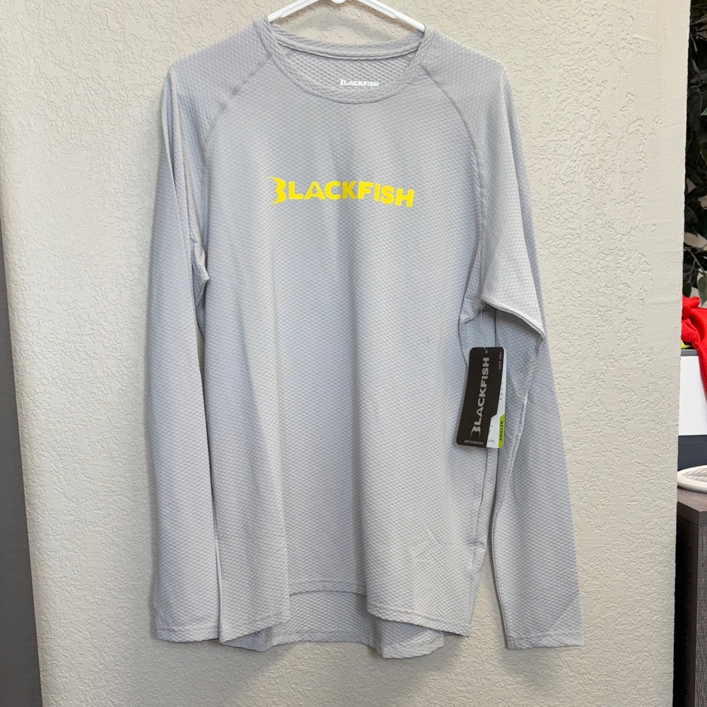 Men's Blackfish Angler UPF Long Sleeve Shirt (Gray/Yellow) - Size S